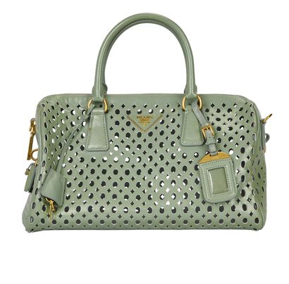 Prada Perforated Saffiano Tote, front view